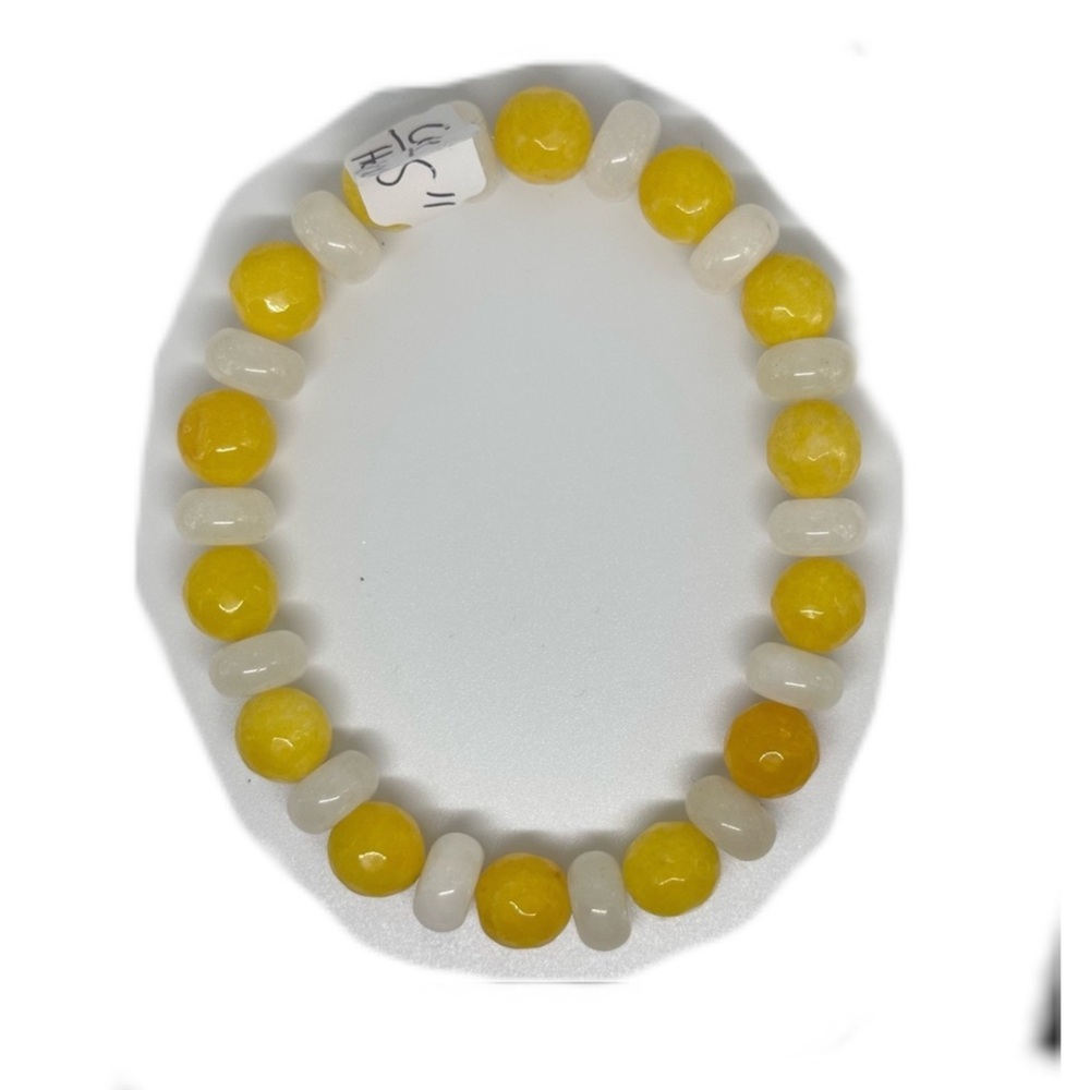 Honey Calcite And Calcite Bracelet Handmade Stretchy